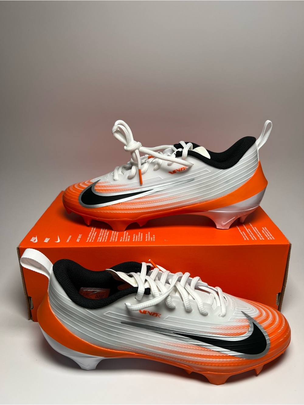 Nike Vapor Speed 3 Pro 360 Football Cleats White Orange HM8849-104 Men's Size 8